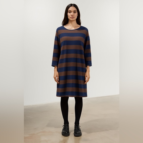 ICHI ANTIQUITES Made in Japan 100% Wool Striped Sweater Dress - Picture 1 of 8